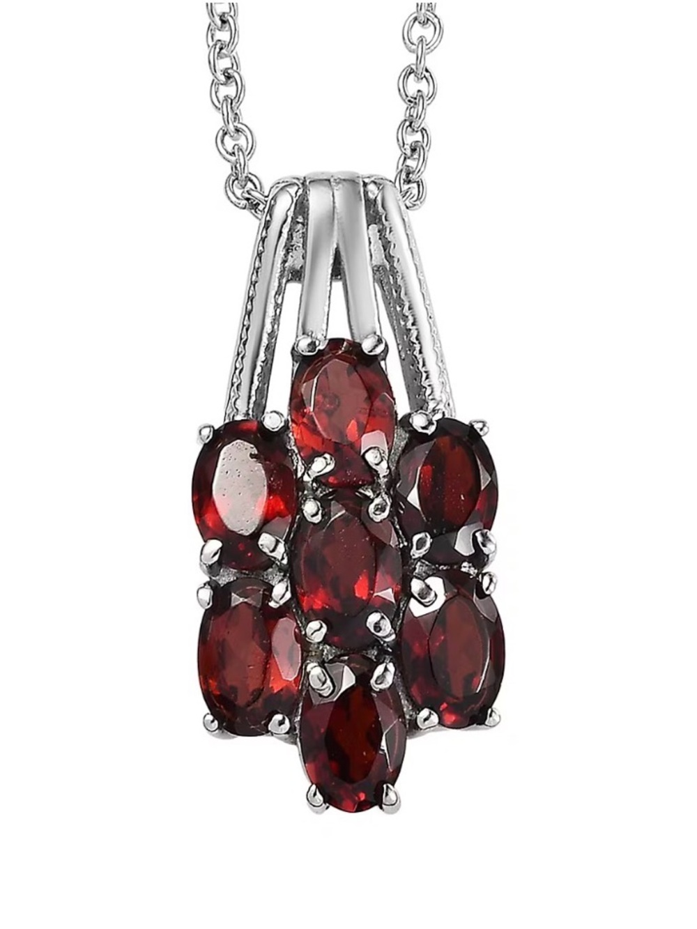 Mozambique Garnet Necklace 3.60ctw Stainless Steel 20 Inches